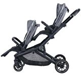 Prego İbiza Plus Travel Sistem Set İkiz Bebek Arabası 2223 Gri (Puset Dahil Değildir)