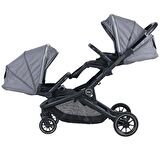 Prego İbiza Plus Travel Sistem Set İkiz Bebek Arabası 2223 Gri (Puset Dahil Değildir)