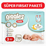 Giggles Pants Külotlu Bebek Bezi 3 Numara Midi 102 Adet
