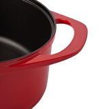 POT ART Fonksiyonel Kapaklı Kırmızı Derin Döküm Tencere 24 cm