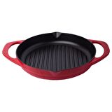 POT ART Çift Kulplu Kırmızı Izgara Döküm Tava 30 cm