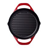 POT ART Çift Kulplu Kırmızı Izgara Döküm Tava 30 cm