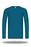 Erkek Çocuk Pamuklu Uzun Kollu Basic Badi Likralı Slim Fit Renkli̇ Sweatshi̇rt Teal - 221 - 222