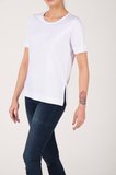 Kadın Pamuklu Modal Yırtmaçlı Comfort Fit Kısa Kollu Tişört - 2405