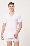 ERKEK BAMBU PAMUK SÜPREM PENYE V-YAKA COMFORT FİT KISA KOLLU ATLET 2'Lİ – 441