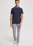 Lee Cooper Polo Yaka Kısa Kollu Çizgili Lacivert Erkek T-Shirt