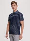 Lee Cooper Polo Yaka Kısa Kollu Çizgili Lacivert Erkek T-Shirt