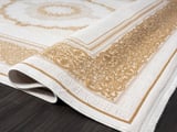 Elit El002s Krem Halı Gold Kenar Çerçeveli Göbekli Ince Yumuşak Akrilik Tozuaz Modern Salon Halısı