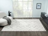 Elegance Eg010a Beyaz Halı Geometrik Detaylı Modern Viskon Doğal Iplik Bambu Halı Tozu Az Salon Halı