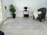 Best 110 Gri Halı Spor Desen Lacivert Detaylı Ince Parlak Makinada Yıkanabilir Antialerjik Modern