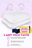 2'li Set Visco Hava Kanallı Ortopedik Yastık, 60x40x14cm, Beyaz-Pembe