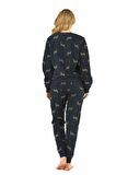 JİBER Kadın Baskılı Polar Pijama Takımı Jbr-3918