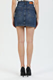 Mini Skirt Günlük Kadın Jean Etek Rigit Normal Bel 5 Cep Denim Etek 