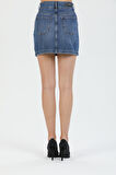Mini Skirt Günlük Kadın Jean Etek Rigit Normal Bel Sexy 5 Cep Denim Etek 