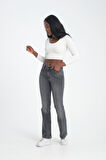 Klasik D321 Günlük Kadın Jean Flare Rigit Normal Bel Comfort 5 Cep Denim Pantolon 