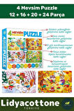 Premium Zeka Geliştirici Eğitici Öğretirken Eğlendiren Çocuk 12 +16 + 20 + 24 Parça Puzzle: 4 Mevsim