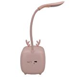 Hedyex Budret Şarjlı 400mAh Led Masa Lambası Akrobatik Gece Lambası Pembe