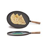 Thermoad Gözleme Tavası 36 Cm Ahşap Saplı Gri