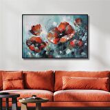 Yağlı Boya Dokulu Tablo Modern Kırmızı Gelincikler U02016