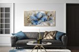 Yağlı Boya Dokulu Tablo Modern Mavi Tek Çiçek U02030