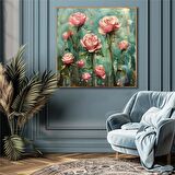 Yağlı Boya Dokulu Tablo Modern Pembe Güller U02058