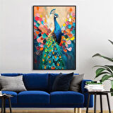 Yağlı Boya Dokulu Tablo Modern Renkli Tavus Kuşu U04031