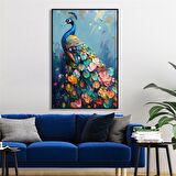 Yağlı Boya Dokulu Tablo Modern Renkli Tavus Kuşu U04033