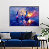 Yağlı Boya Dokulu Tablo Modern Denizde Yelkenliler U06015