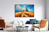 Yağlı Boya Dokulu Tablo Modern Buğday Tarlası Manzarası U06018
