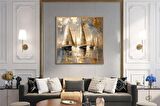 Yağlı Boya Dokulu Tablo Modern Denizde Yelkenliler U06035
