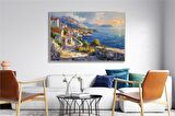 Yağlı Boya Dokulu Tablo Modern Spatula Akdeniz Evleri Manzarası U06039