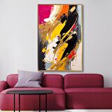 Yağlı Boya Dokulu Tablo Sarı Siyah Fuşya Soyut U08036