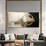 Yağlı Boya Dokulu Tablo Siyah Altın Gold Soyut U08049