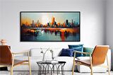 Yağlı Boya Dokulu Tablo Soyut Şehir Manzarası New York U09002