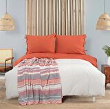 Karaca Home Nevresim Takımı Çift Kişilik/Çift Taraflı Basic Terecota/Taş Pike Hediyeli