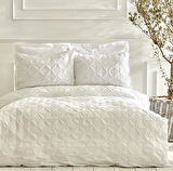 Karaca Home White Collection  Castello %100 Pamuk Tek Kişilik Puntolu Nevresim Takımı Beyaz
