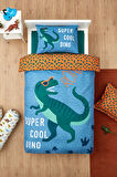 Karaca Home Young Cool Dino %100 Pamuk Tek Kişilik Nevresim Takımı Yeşil