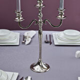 Karaca Home Rena 3'lü Şamdan Silver 45x30 cm