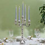 Karaca Home Arlen 5'li Şamdan Silver 42x29 cm