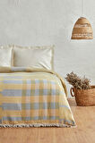 Karaca Home Striped %100 Pamuk Çift Kişilik Müslin Pike Mavi
