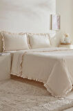 Karaca Home Pure Ruffle %100 Pamuk King Size Nevresim Takımı Ekru