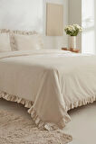 Karaca Home Pure Ruffle %100 Pamuk King Size Nevresim Takımı Ekru