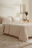 Karaca Home Pure Ruffle %100 Pamuk King Size Nevresim Takımı Açık Bej