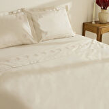 Karaca Home White Collection Rayas %100 Pamuk Nakışlı Çift Kişilik Nevresim Takımı Bej 