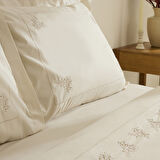 Karaca Home White Collection Rayas %100 Pamuk Nakışlı Çift Kişilik Nevresim Takımı Bej 