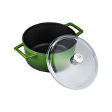 Lava Döküm Yuvarlak Tencere Cam kapaklı. Glaze Çap(Ø)24cm.