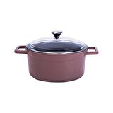 Lava Döküm Yuvarlak Tencere Cam kapaklı. Glaze Çap(Ø)24cm.