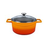 Lava Döküm Yuvarlak Tencere Cam kapaklı. Glaze Çap(Ø)28cm.