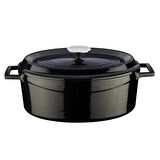 Lava Döküm Oval Tencere. Ölçü 23x29cm.  - Siyah