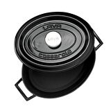 Lava Döküm Oval Tencere. Ölçü 23x29cm.  - Siyah